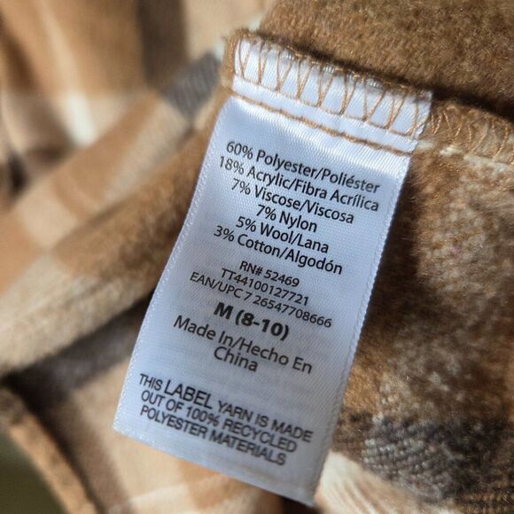 EUC TIME AND TRU PLAID BROWN MIX LONG SHACKET HEAVY SIZE M 8-10 - Picture 14 of 16